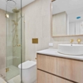 Moca Bianco Limestone Baton Mosaic Bathroom