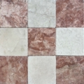 Checker Tumbled Botticino w Tumbled Red Travertine