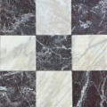 Checker Tumbled Calacatta Crema w Tumbled Moritz Marone