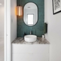 300x300 Metallic Verde Griss 50mm Mosaic VanitySplashback ActionKitchens